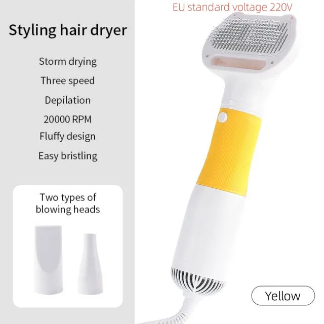 3-in-1 Pet Hair Dryer & Grooming Brush